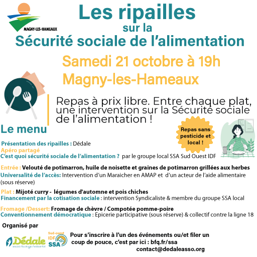 You are currently viewing Ripailles Sécurité sociale de l’alimentation à Magny sam 21 oct, on vous attend ! :-) 🗓 🗺